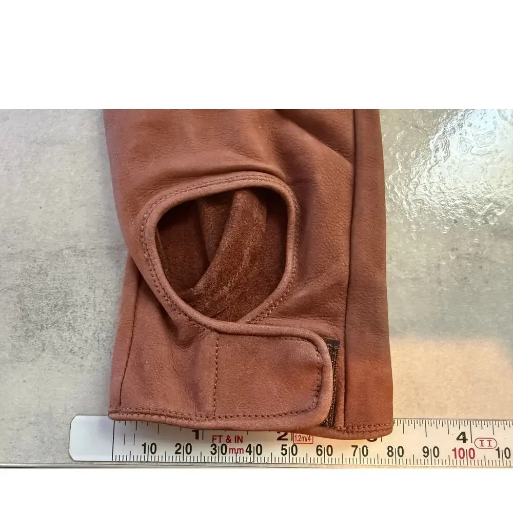 Jindo Fashion Medium Brown Leather Gloves Size 44 Made in Korea